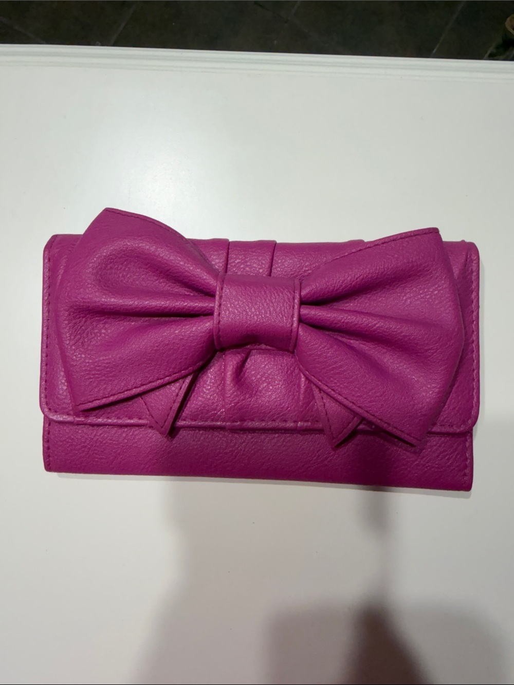 Icing Pink Bow Accent Clutch Wallet